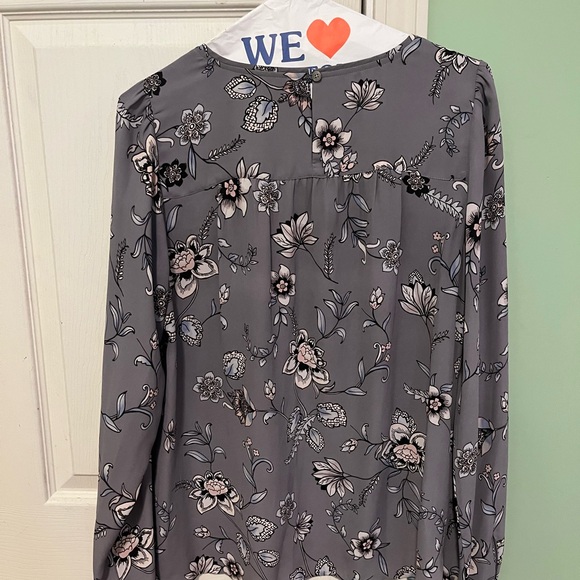 LOFT Floral Print Blouse in Purplish Gray - Picture 2 of 3
